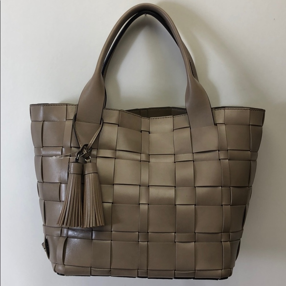 Michael Kors Vivian DRk Dune Leather Tote New